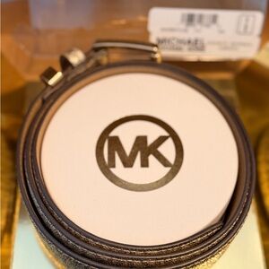 Michael Kors Gold and Brown Textured Belt